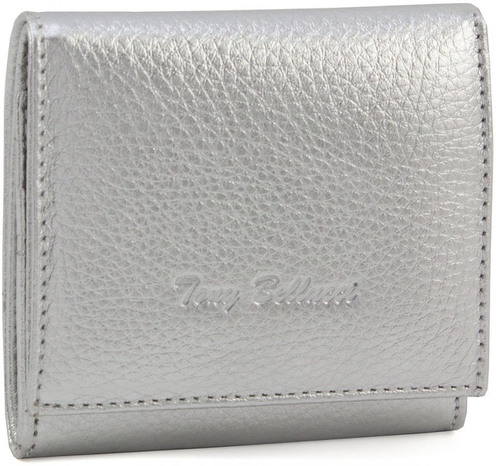 Модний жіночий гаманець сріблястого кольору з натуральної шкіри Tony Bellucci (10777)