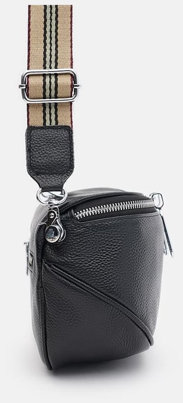 Женская сумка через плечо из кожи флотар черного цвета Borsa Leather 104540 фото №4 Женская сумка через плечо из кожи флотар черного цвета Borsa Leather 104540 modnotak фото №4