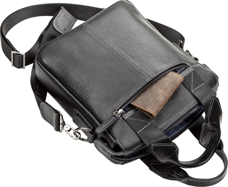 Повсякденна чоловіча сумка середнього розміру з натуральної шкіри з ручками SHVIGEL (11121)