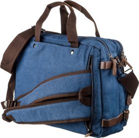 Синяя большая сумка-трансформер из текстиля Vintage (20153)