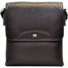 Мужская повседневная сумка коричневого цвета из натуральной кожи с клапаном DESISAN (19205) - 1