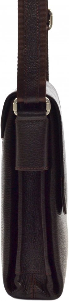 Чоловіча повсякденна сумка коричневого кольору з натуральної шкіри з клапаном DESISAN (19205)