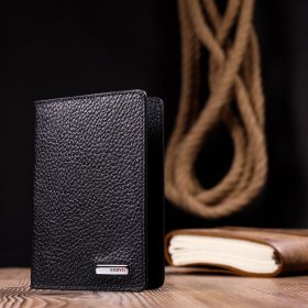 Черная обложка на паспорт из зернистой кожи KARYA (2420926)