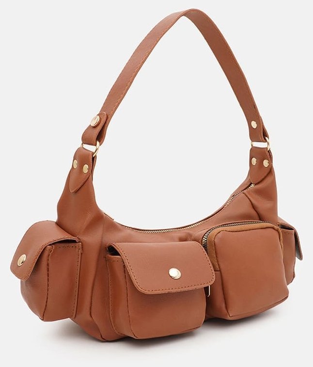 Коричневая вместительная женская сумка из качественного кожзама Monsen 94640 modnotak фото №2