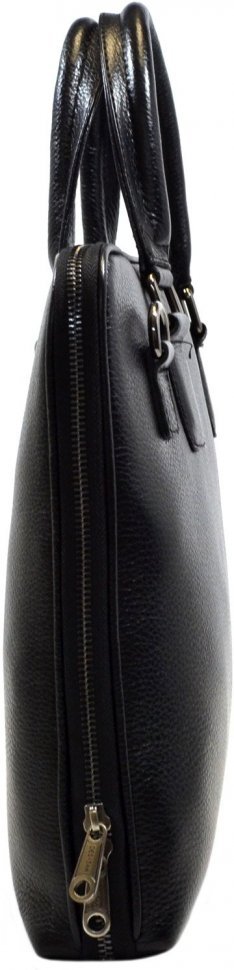 Класична шкіряна сумка чорного кольору під документи або ноутбук Desisan (3032-01)