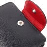 Черно-красный женский кошелек из натуральной кожи с хлястиком на кнопке KARYA (2421126) - 3