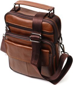 Небольшая коричневая мужская сумка-барсетка из натуральной кожи с ручкой Vintage 2421954