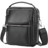 Чоловіча сумка-барсетка із чорної шкіри флотар на два відділи Tiding Bag (21223) - 3