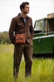 Винтажная мужская сумка планшет из натуральной кожи через плечо Ashwood SERGIO рыжего цвета 95440