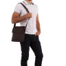 Коричнева чоловіча сумка-планшет середнього розміру із зернистої шкіри Tiding Bag (21556) - 2