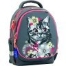 Текстильный серый школьный рюкзак для девочки с котиком Bagland Butterfly 55640 - 1