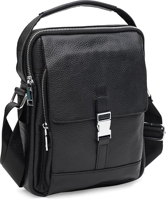 Мужская кожаная сумка-барсетка на плечо в черном цвете Borsa Leather (21330)