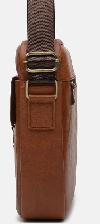 Чоловіча повсякденна шкіряна сумка через плече коричневого кольору Borsa Leather (19330)