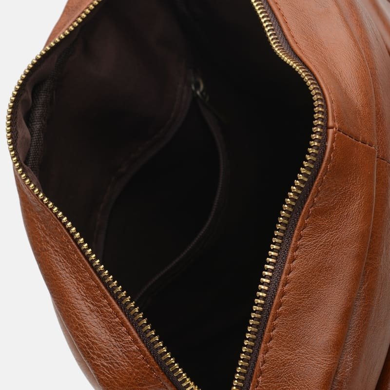 Чоловіча повсякденна шкіряна сумка через плече коричневого кольору Borsa Leather (19330)