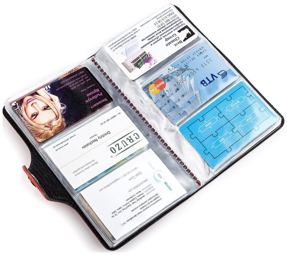 Червона жіноча шкіряна візитниця з хлястиком на кнопці Shvigel (2413907) modnotak фото №17