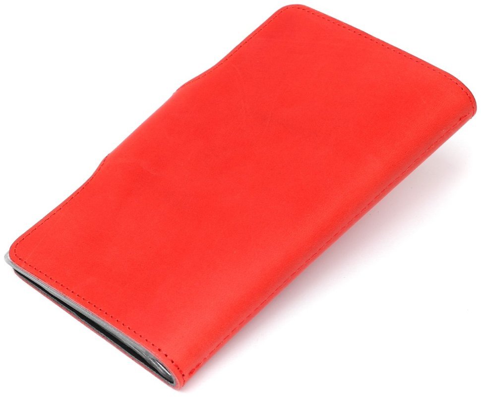 Червона жіноча шкіряна візитниця з хлястиком на кнопці Shvigel (2413907) modnotak фото №18