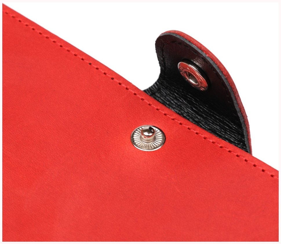 Червона жіноча шкіряна візитниця з хлястиком на кнопці Shvigel (2413907) modnotak фото №19