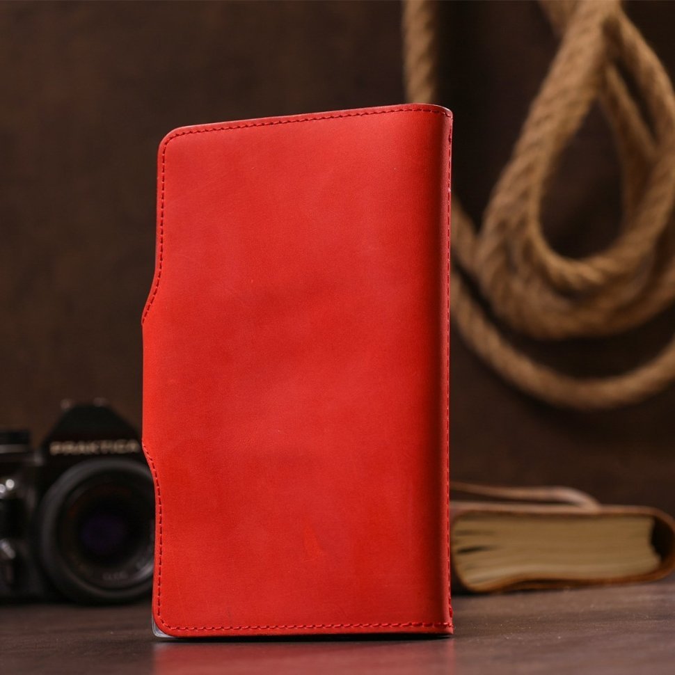 Червона жіноча шкіряна візитниця з хлястиком на кнопці Shvigel (2413907) modnotak фото №21