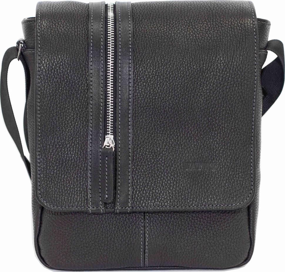 Чоловіча сумка планшет чорного кольору з клапаном на магніті VATTO (11981)