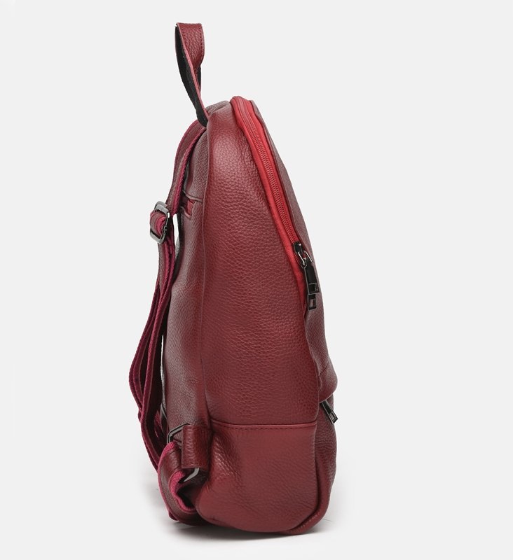 Бордовый женский рюкзак из зернистой кожи на змейке Keizer (21309)