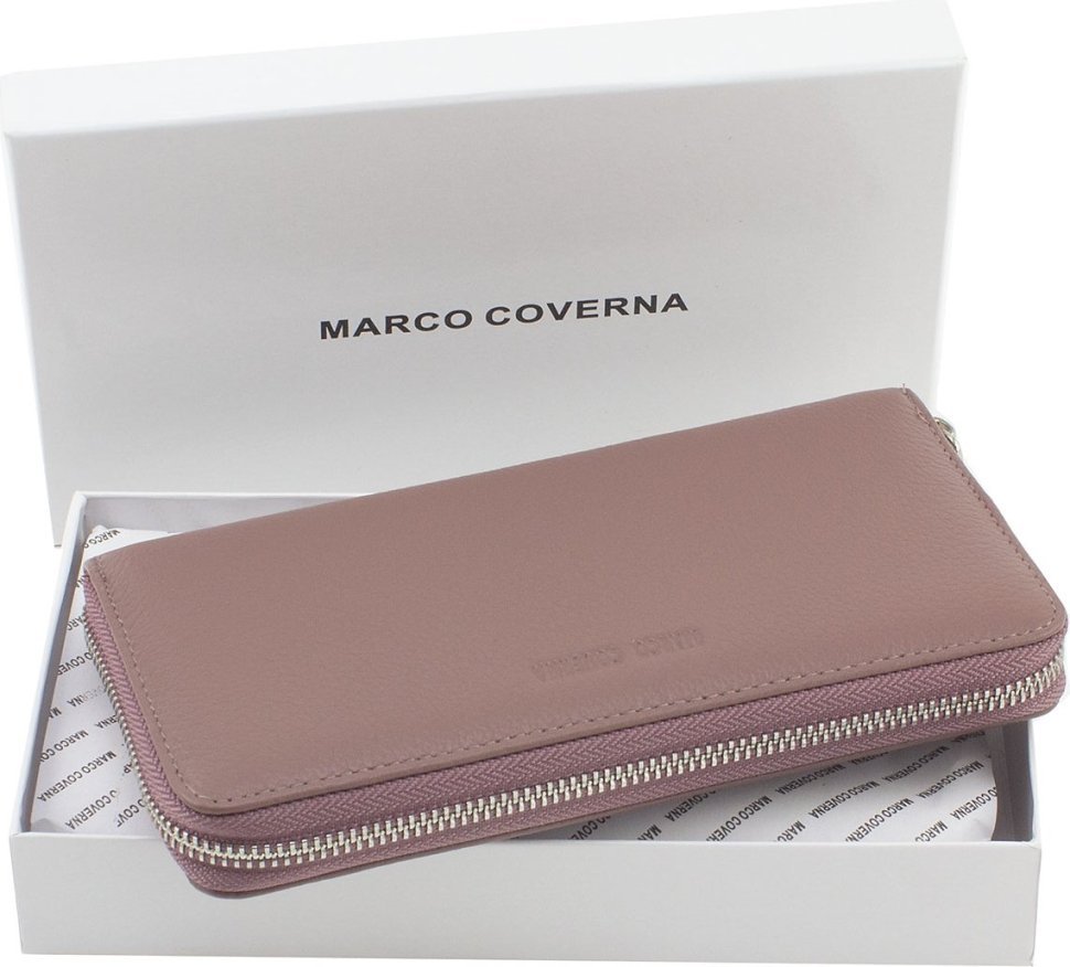 Жіночий гаманець пудровий кольору на блискавці Marco Coverna (16271)