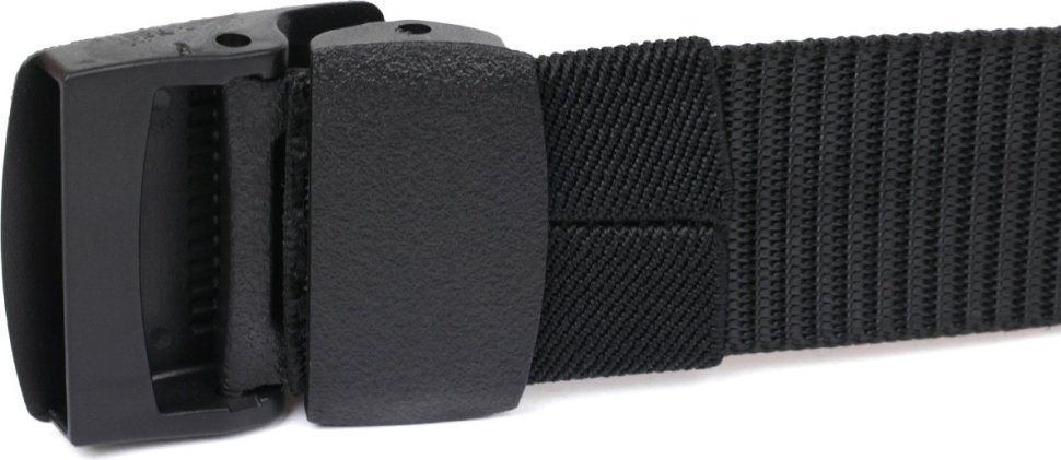Текстильний чоловічий ремінь під штани або джинси в чорному кольорі з пряжкою-автомат Vintage (2420228)