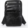 Небольшая кожаная мужская сумка на пояс в черном цвете Vintage (2420359) - 1