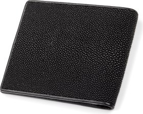 Портмоне двойного сложения из черной кожи морского ската STINGRAY LEATHER (024-18066)