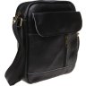 Молодежная мужская сумка на плечо из гладкой черной кожи Keizer (21403) - 1