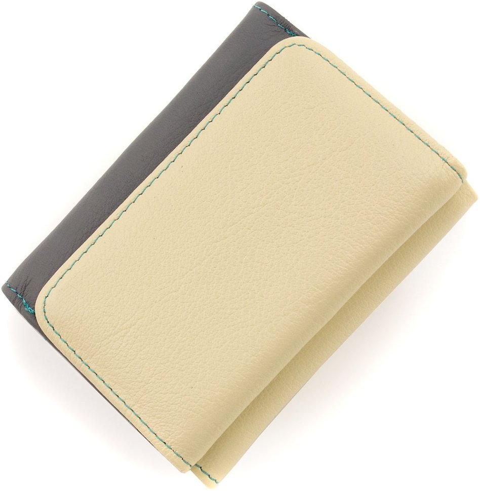 Кожаный разноцветный женский кошелек с монетницей на магните ST Leather 1767240
