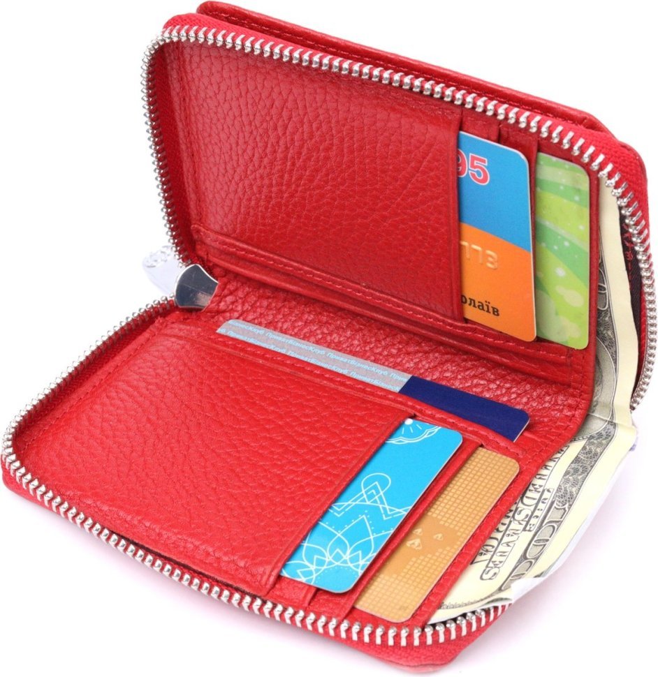 Компактний жіночий гаманець з натуральної шкіри на блискавці KARYA (2421342)