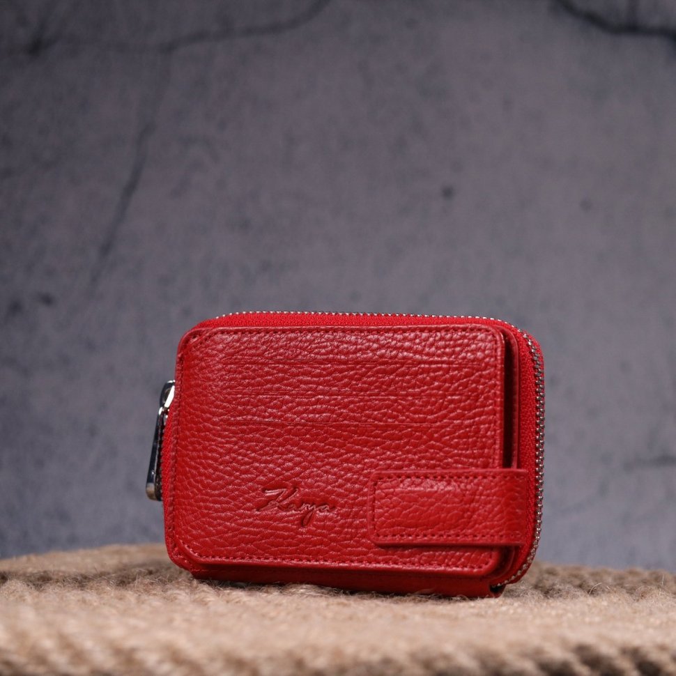 Компактний жіночий гаманець з натуральної шкіри на блискавці KARYA (2421342)