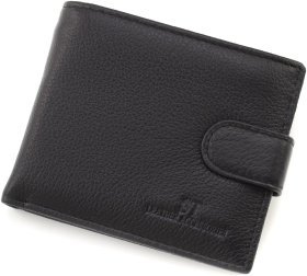 Мужское кожаное портмоне компактного размера в черном цвете ST Leather 1767440