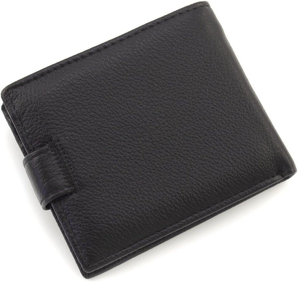 Чоловіче шкіряне портмоне компактного розміру в чорному кольорі ST Leather 1767440