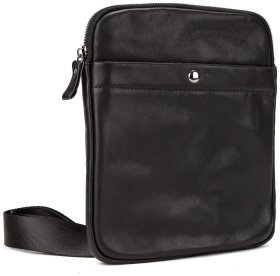 Чорна чоловіча сумка-планшет із натуральної гладкої шкіри Tiding Bag 77540