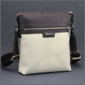 Мужская кожаная сумка-планшет молочно-коричневого цвета Tom Stone 77740