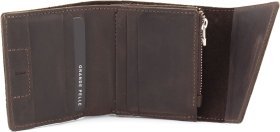 Шкіряний гаманець шоколадного кольору з фіксацією на магніт Grande Pelle 67840