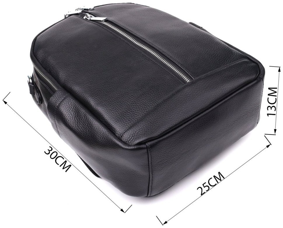 Повседневный вместительный женский рюкзак из фактурной кожи черного цвета Vintage 97840 modnotak фото №3