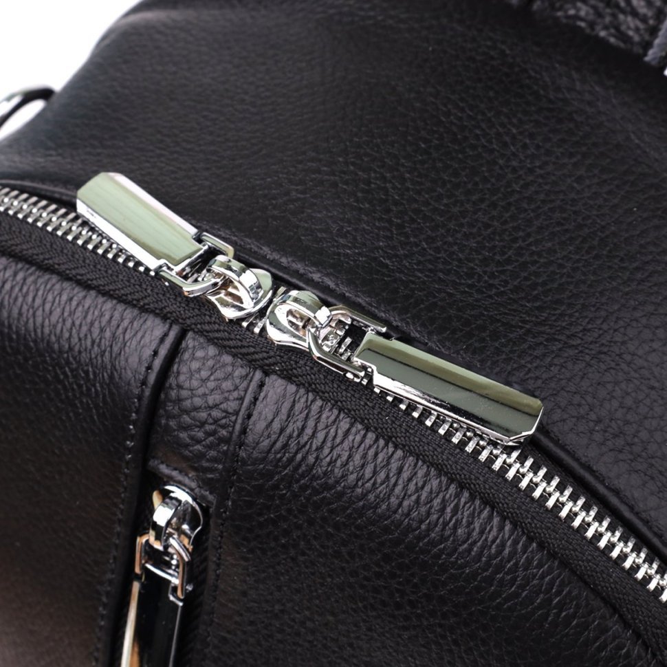 Повседневный вместительный женский рюкзак из фактурной кожи черного цвета Vintage 97840 modnotak фото №5