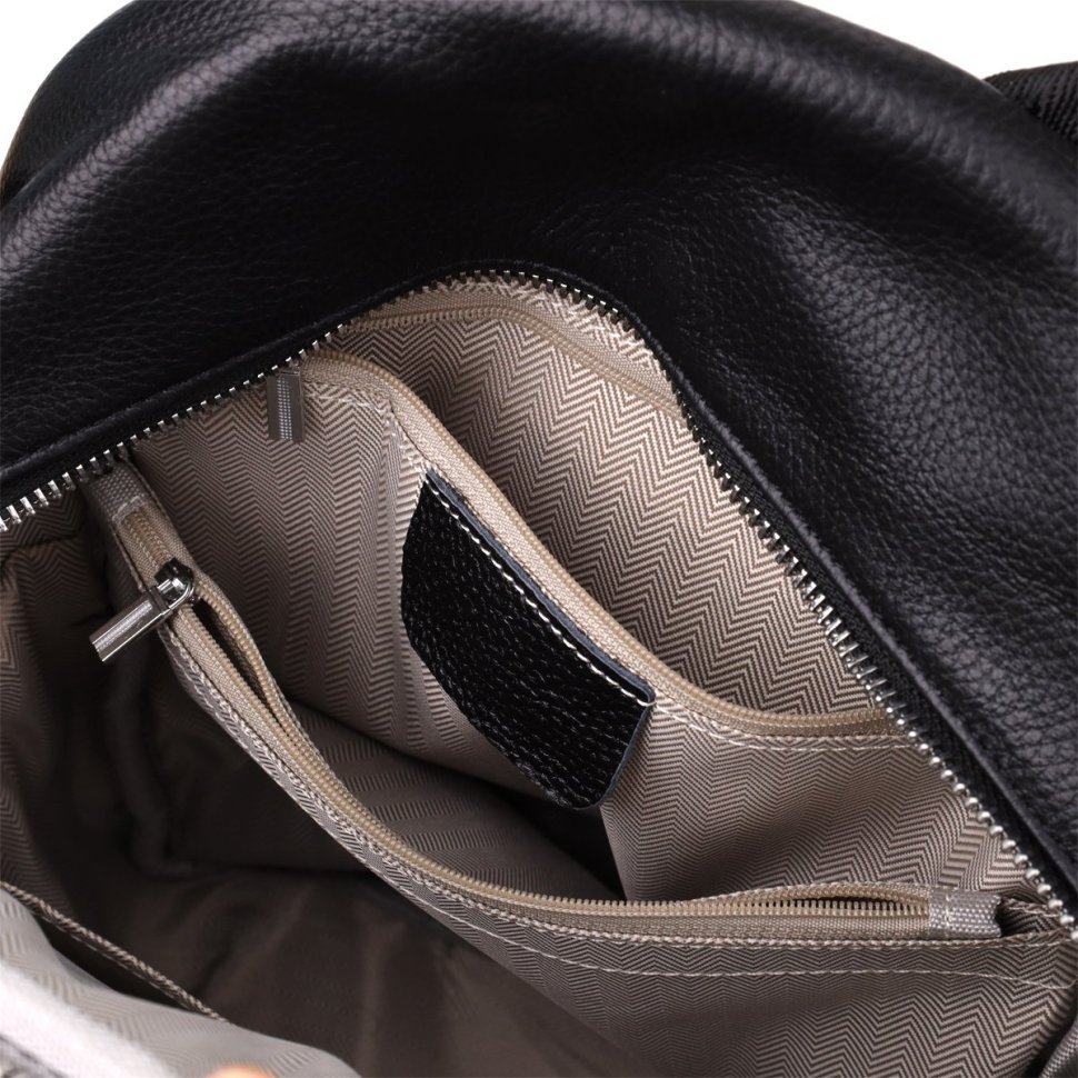 Повседневный вместительный женский рюкзак из фактурной кожи черного цвета Vintage 97840 modnotak фото №7