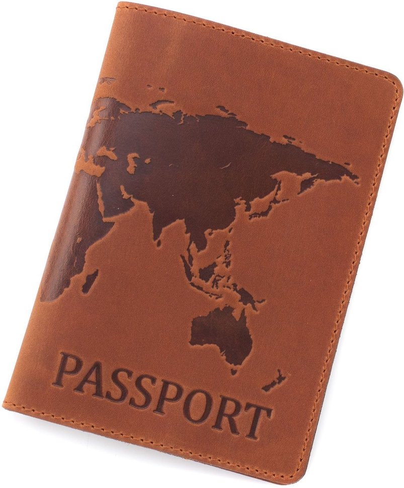 Светло-коричневая матовая обложка для паспорта из натуральной кожи ST Leather (16596) modnotak фото №1