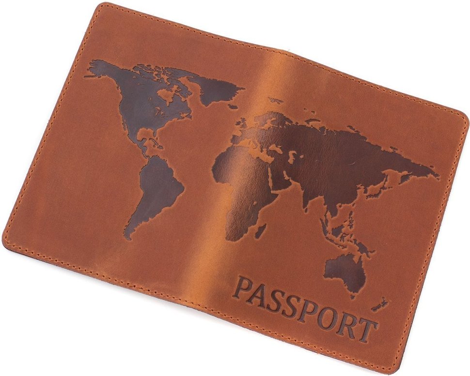 Світло-коричнева матова обкладинка для паспорта з натуральної шкіри ST Leather (16596)