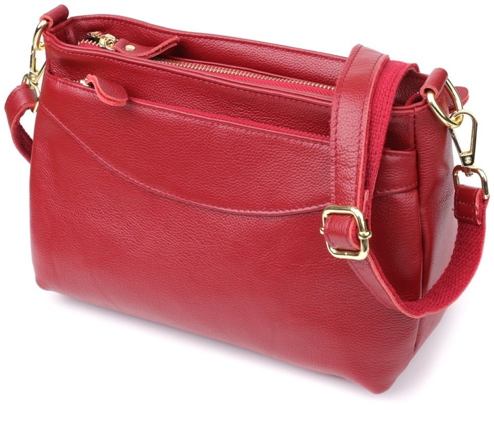 Стильная каркасная женская сумка на каждый день из натуральной кожи через плечо Vintage 98140 красного цвета modnotak фото №1