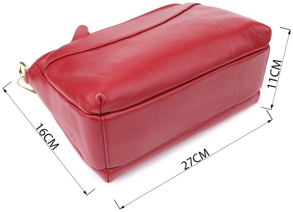 Стильная каркасная женская сумка на каждый день из натуральной кожи через плечо Vintage 98140 красного цвета modnotak фото №3