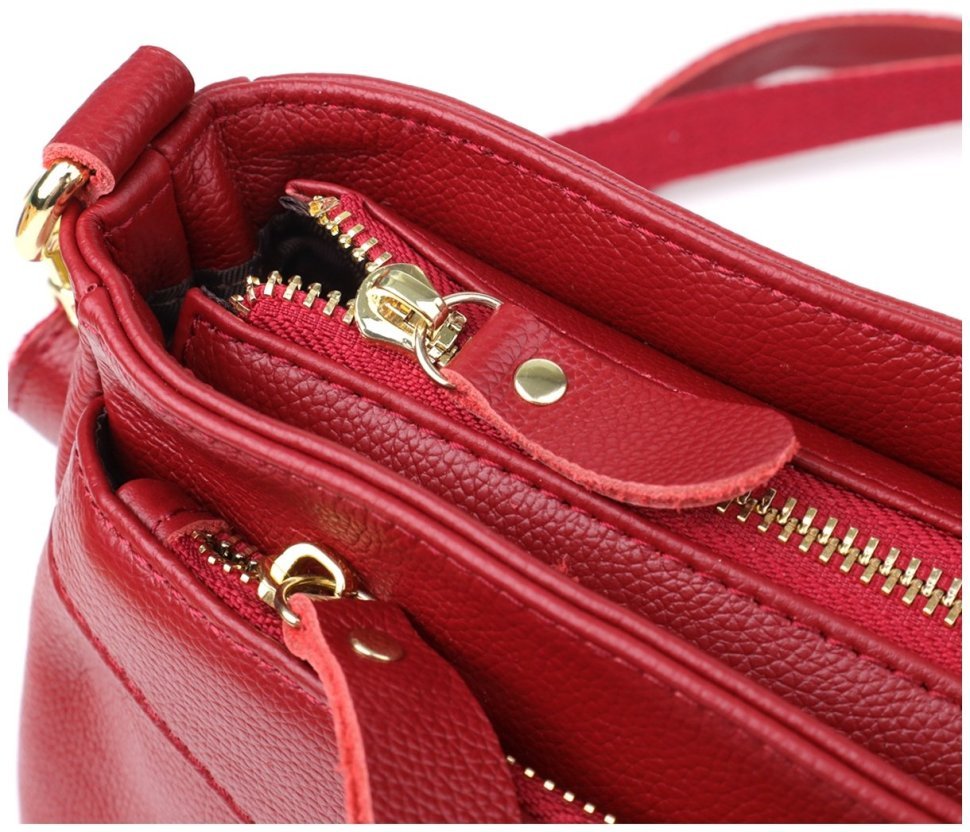 Стильная каркасная женская сумка на каждый день из натуральной кожи через плечо Vintage 98140 красного цвета modnotak фото №5