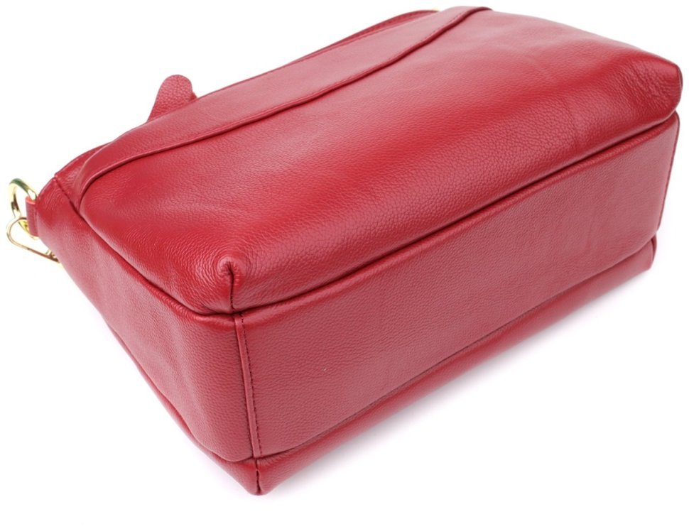 Стильная каркасная женская сумка на каждый день из натуральной кожи через плечо Vintage 98140 красного цвета modnotak фото №6