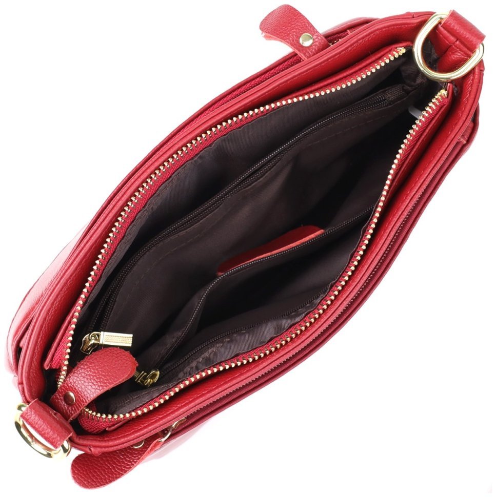 Стильная каркасная женская сумка на каждый день из натуральной кожи через плечо Vintage 98140 красного цвета modnotak фото №7