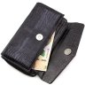 Большой кожаный кошелек-клатч черного цвета на молнии KARYA (12394) - 3