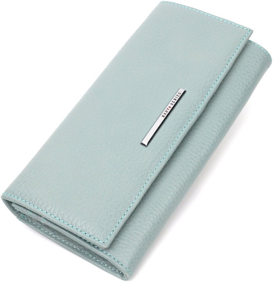 Шкіряний жіночий гаманець м'ятного кольору на магнітах KARYA 2419434
