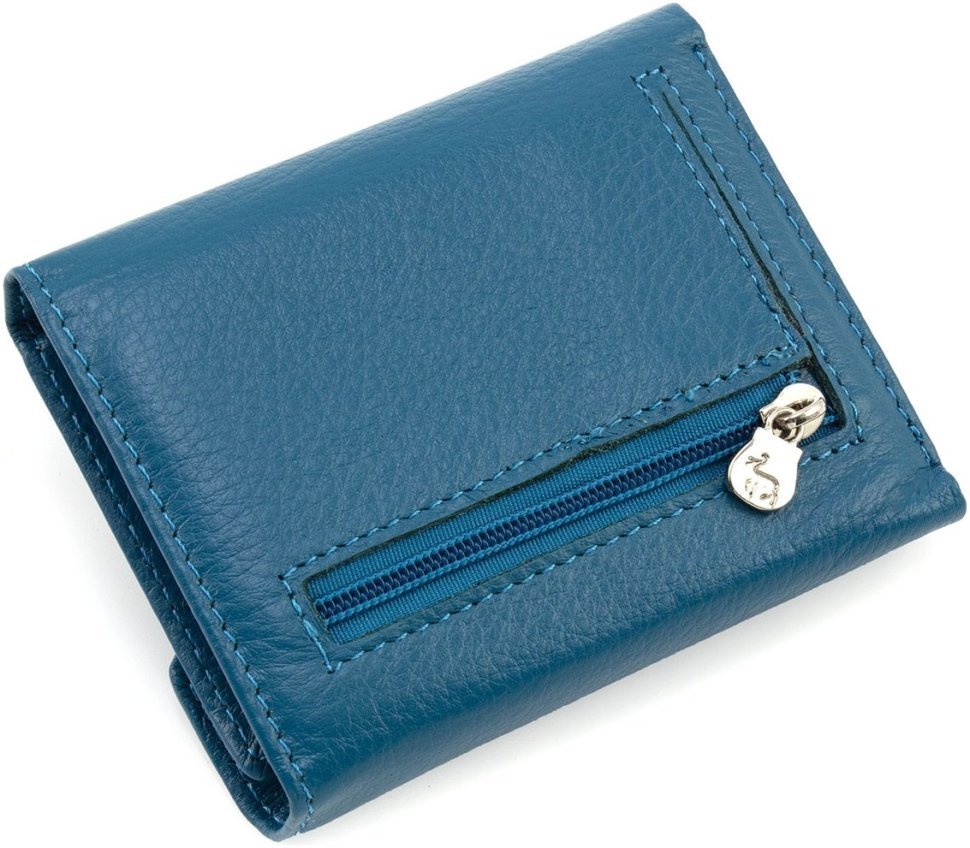 Синій жіночий гаманець маленького розміру із натуральної шкіри на магніті Marco Coverna 68640